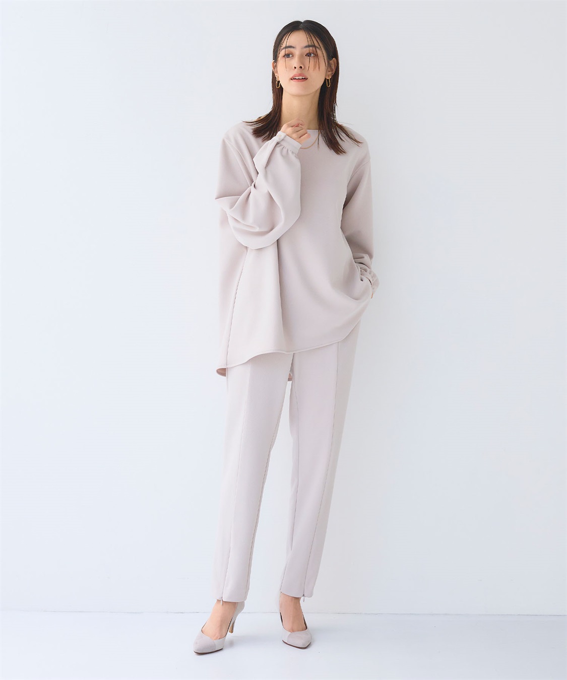 CROSS FUNCTION 《2点セット》サマ美え ジョーゼットボートネックブラウス&ジョガーパンツセット【CF/クロスファンクション】_sub_2