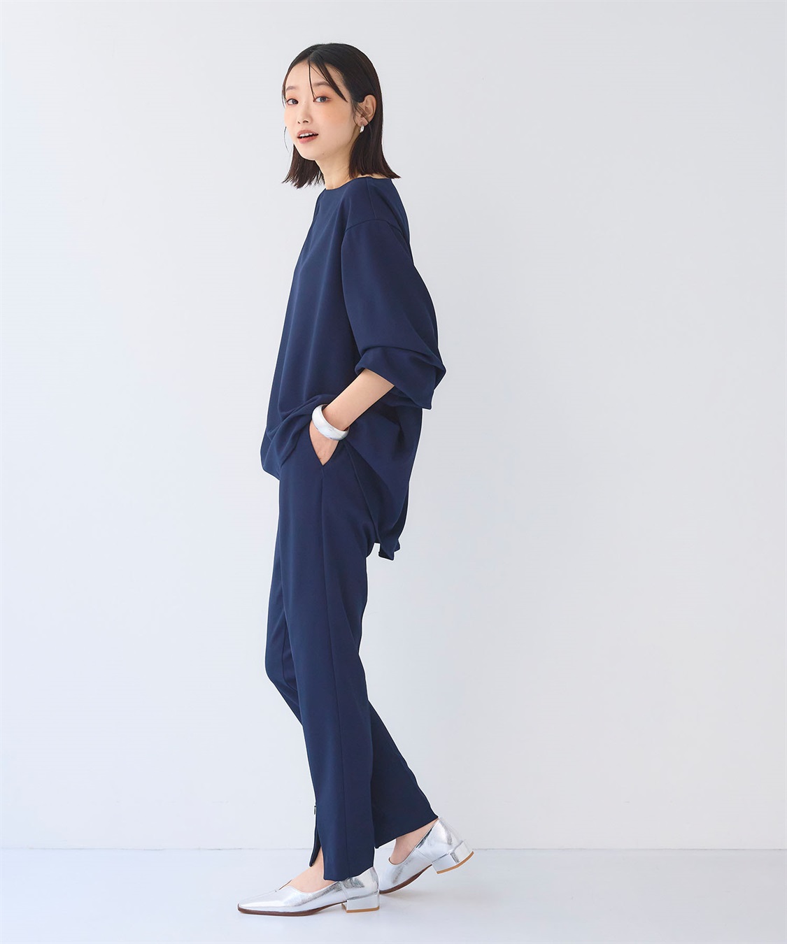 CROSS FUNCTION 《2点セット》サマ美え ジョーゼットボートネックブラウス&ジョガーパンツセット【CF/クロスファンクション】_sub_4