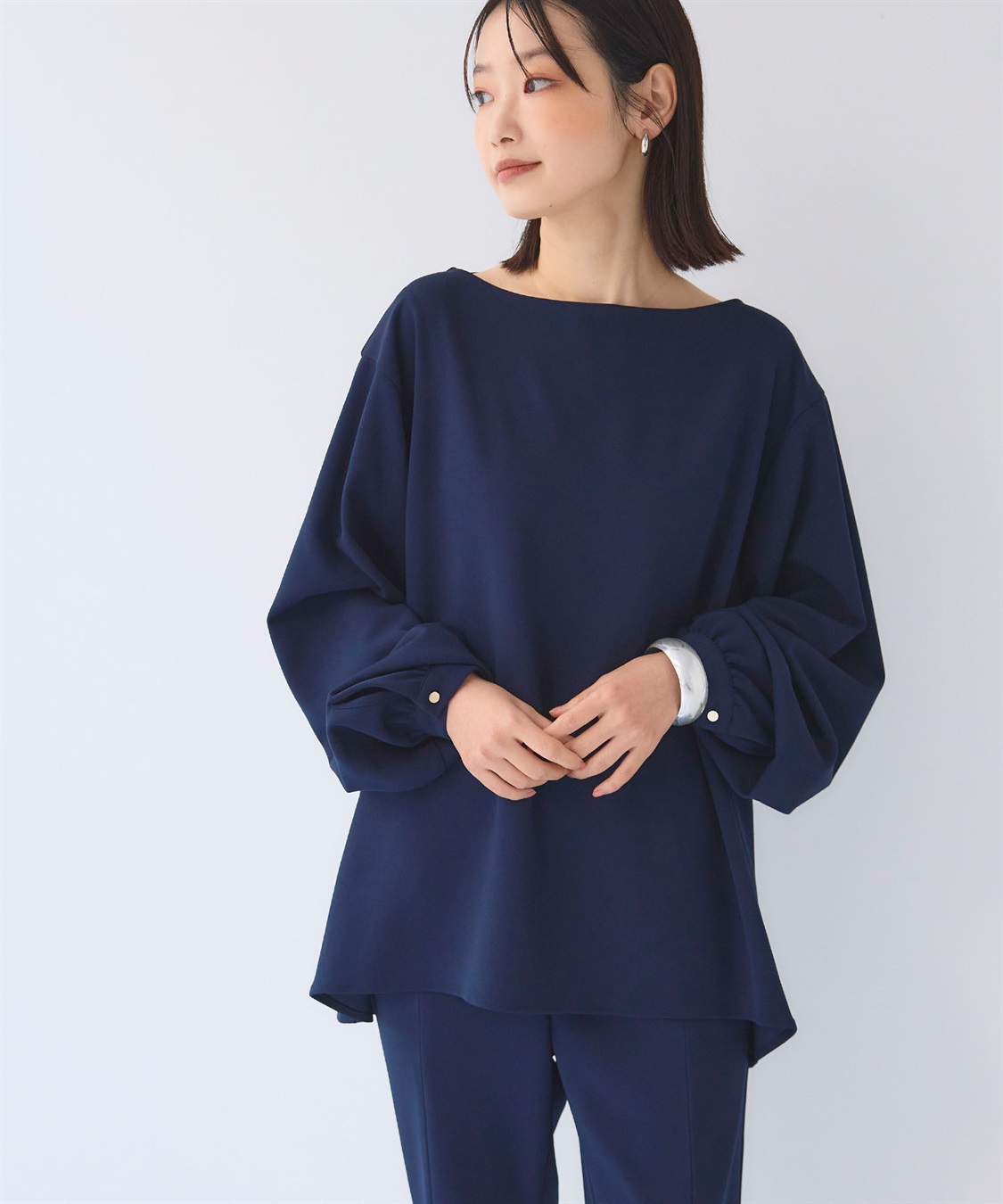 CROSS FUNCTION 《2点セット》サマ美え ジョーゼットボートネックブラウス&ジョガーパンツセット【CF/クロスファンクション】_sub_6