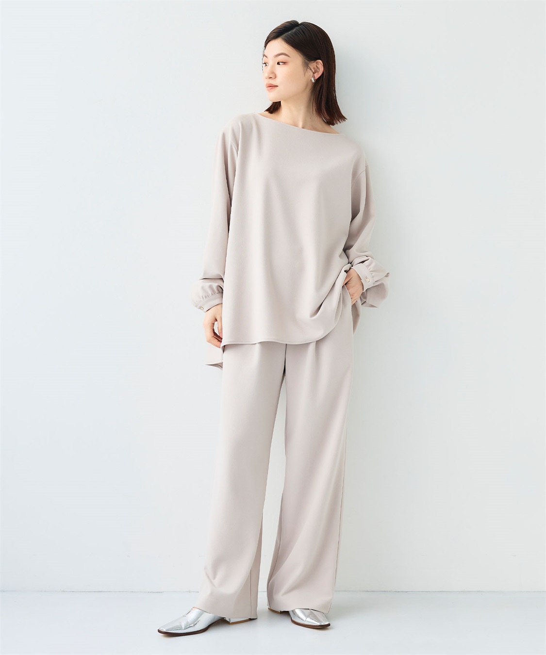 CROSS FUNCTION 《2点セット》サマ美え ジョーゼットボートネックブラウス&ワイドパンツセット【CF/クロスファンクション】_sub_6