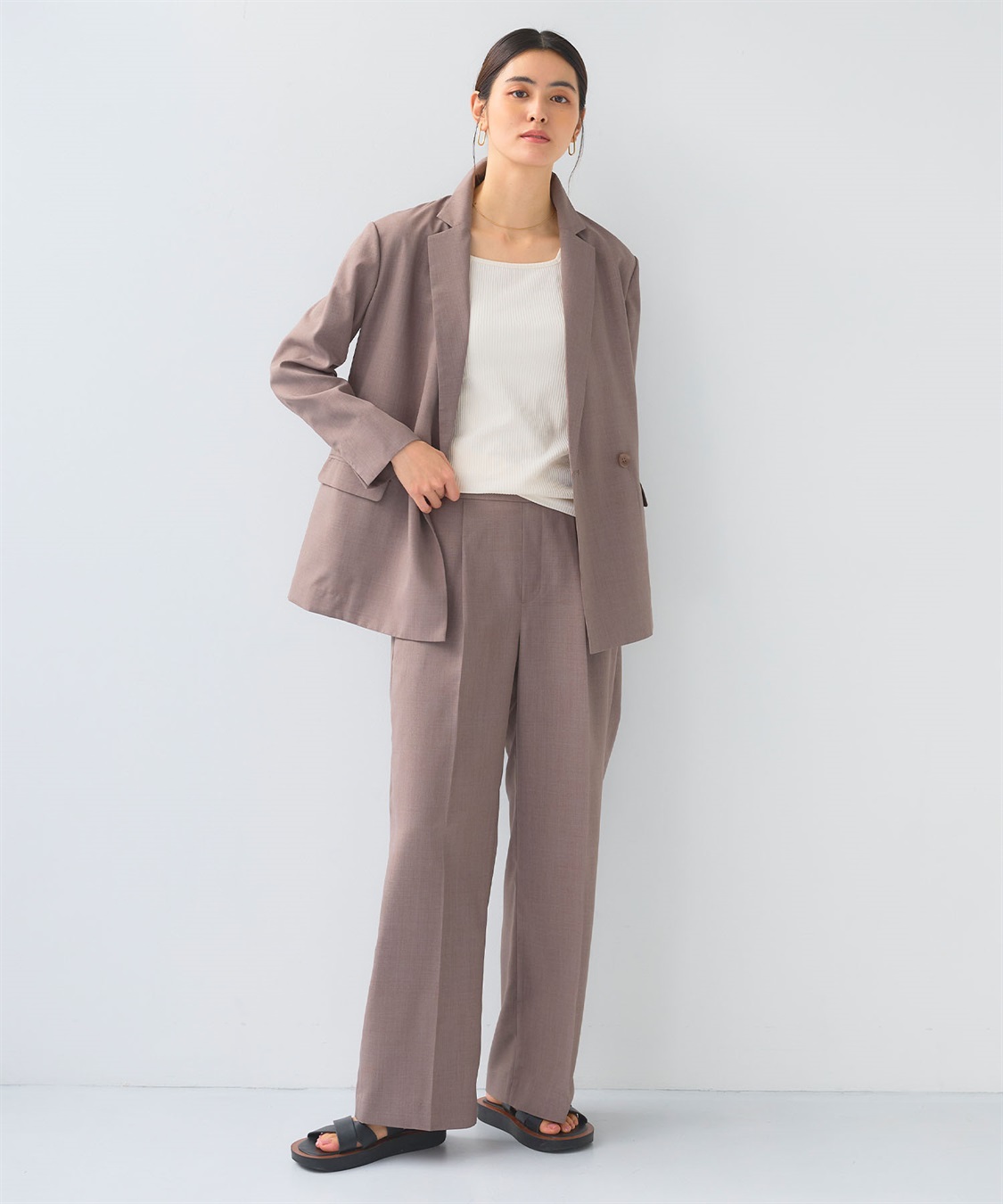 CROSS FUNCTION 《2点セット》サマ美え 冷感麻調テーラードジャケット&ワイドパンツセット【CF/クロスファンクション】_sub_4