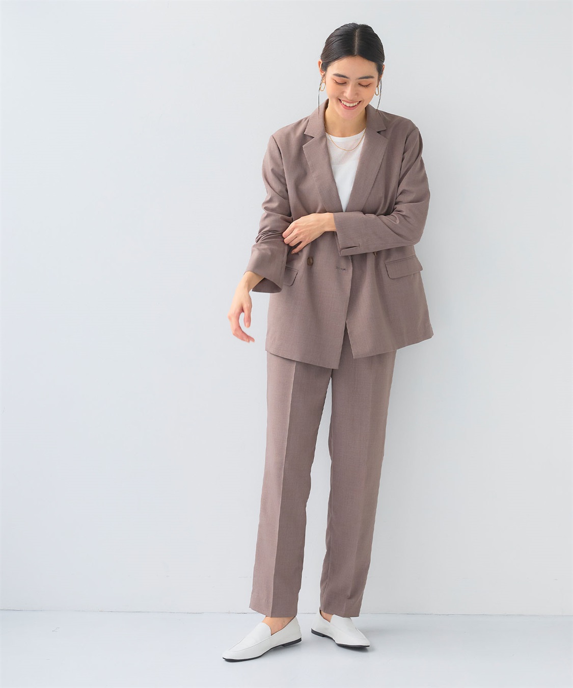 CROSS FUNCTION 《2点セット》サマ美え 冷感麻調テーラードジャケット&テーパードパンツセット【CF/クロスファンクション】_sub_1