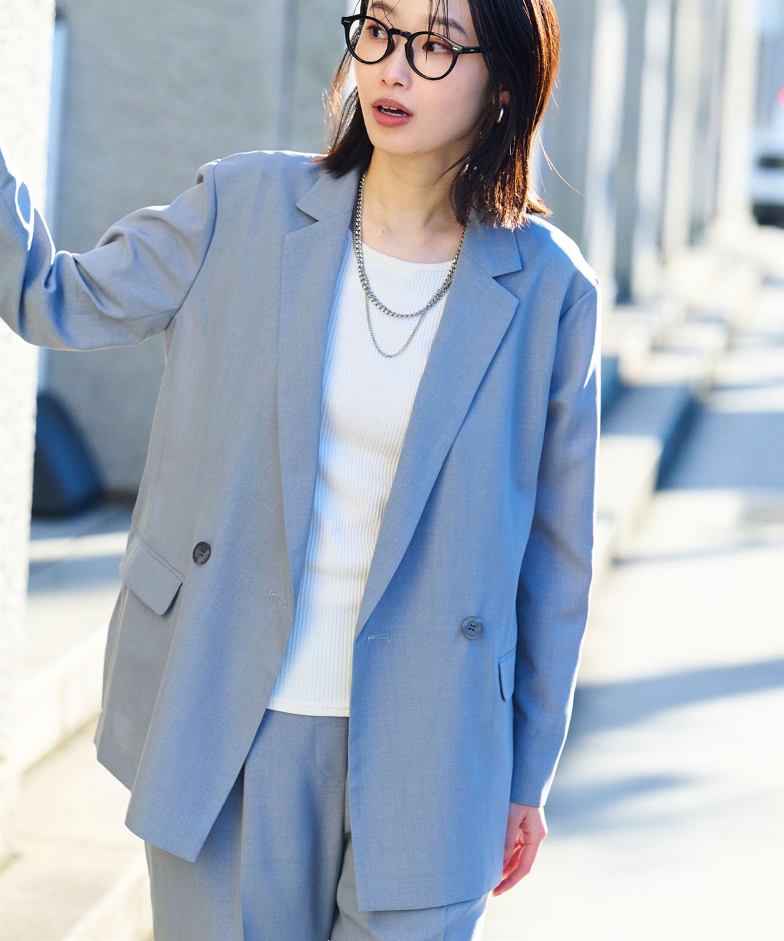 CROSS FUNCTION 《2点セット》サマ美え 冷感麻調テーラードジャケット&テーパードパンツセット【CF/クロスファンクション】_sub_4