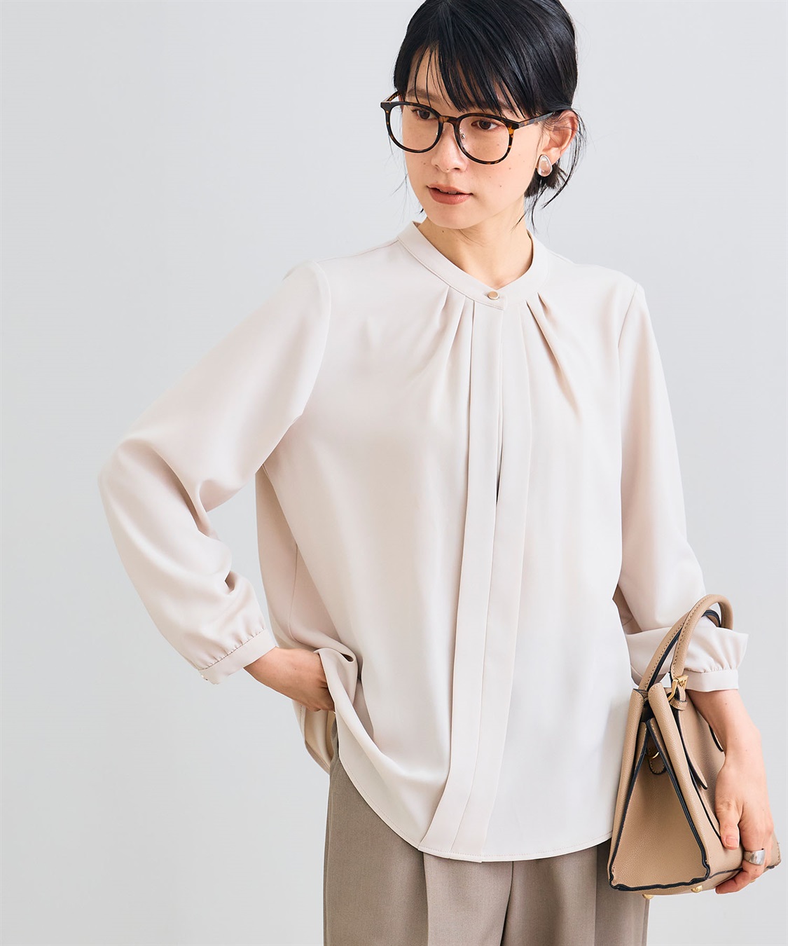 CROSS FUNCTION 《シワになりにくい》シルキーサテン2WAYタックブラウス_sub_2