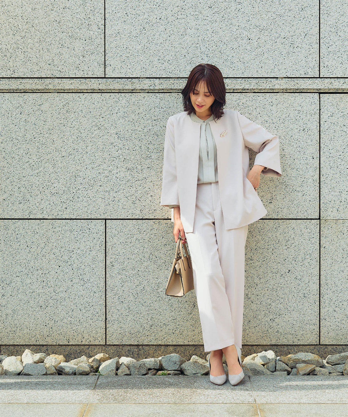 CROSS FUNCTION 《洗える・シワになりにくい》2点セット 正解 Aラインフレアジャケット&ワイドパンツ_sub_1