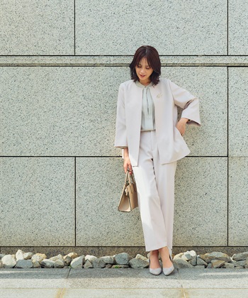 CROSS FUNCTION 《洗える・シワになりにくい》2点セット 正解 Aラインフレアジャケット&ワイドパンツ_subthumb_1