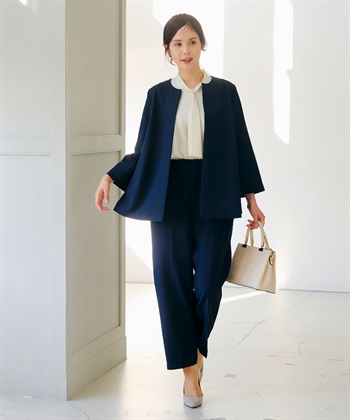 CROSS FUNCTION 《洗える・シワになりにくい》2点セット 正解 Aラインフレアジャケット&ワイドパンツ_subthumb_4