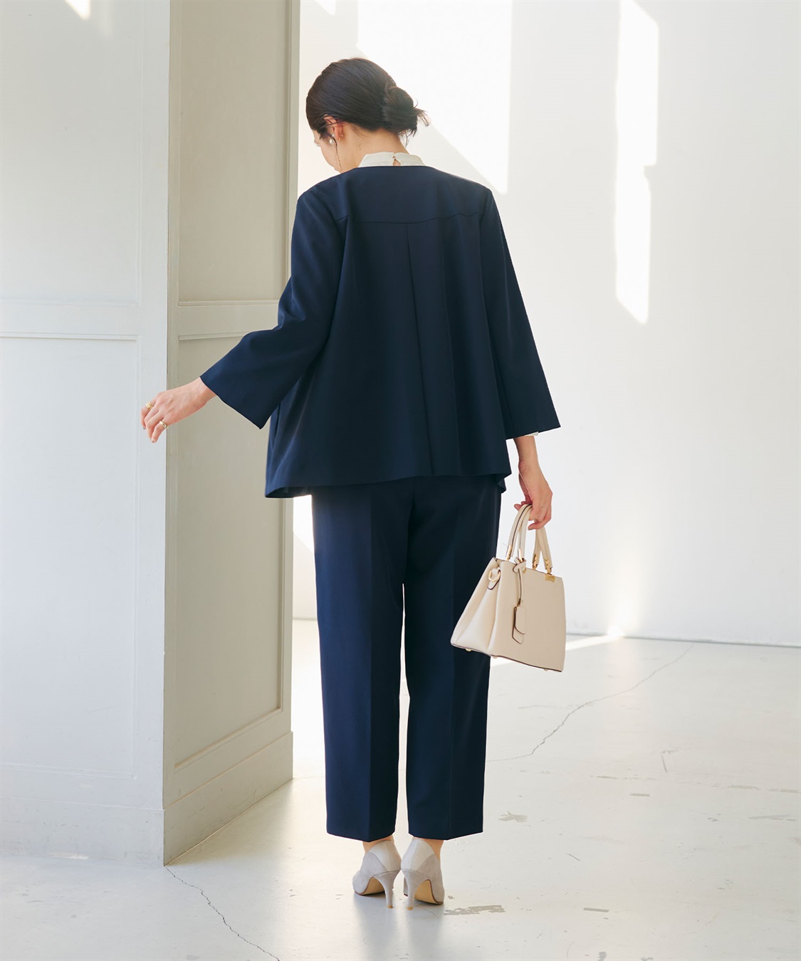 CROSS FUNCTION 《洗える・シワになりにくい》2点セット 正解 Aラインフレアジャケット&ワイドパンツ_sub_6