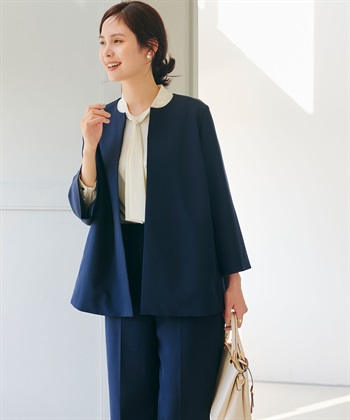 CROSS FUNCTION 《洗える・シワになりにくい》2点セット 正解 Aラインフレアジャケット&ワイドパンツ_subthumb_8