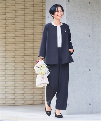 CROSS FUNCTION 《洗える・シワになりにくい》2点セット 正解 Aラインフレアジャケット&ワイドパンツ_subthumb_10