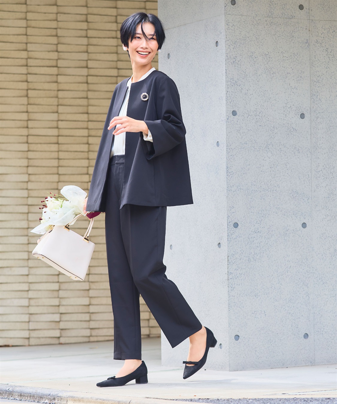 CROSS FUNCTION 《洗える・シワになりにくい》2点セット 正解 Aラインフレアジャケット&ワイドパンツ_sub_11