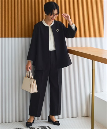 CROSS FUNCTION 《洗える・シワになりにくい》2点セット 正解 Aラインフレアジャケット&ワイドパンツ_subthumb_12