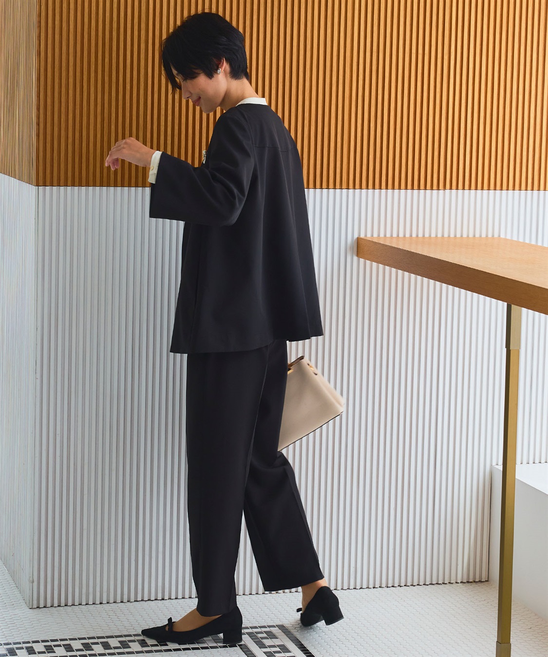 CROSS FUNCTION 《洗える・シワになりにくい》2点セット 正解 Aラインフレアジャケット&ワイドパンツ_sub_13