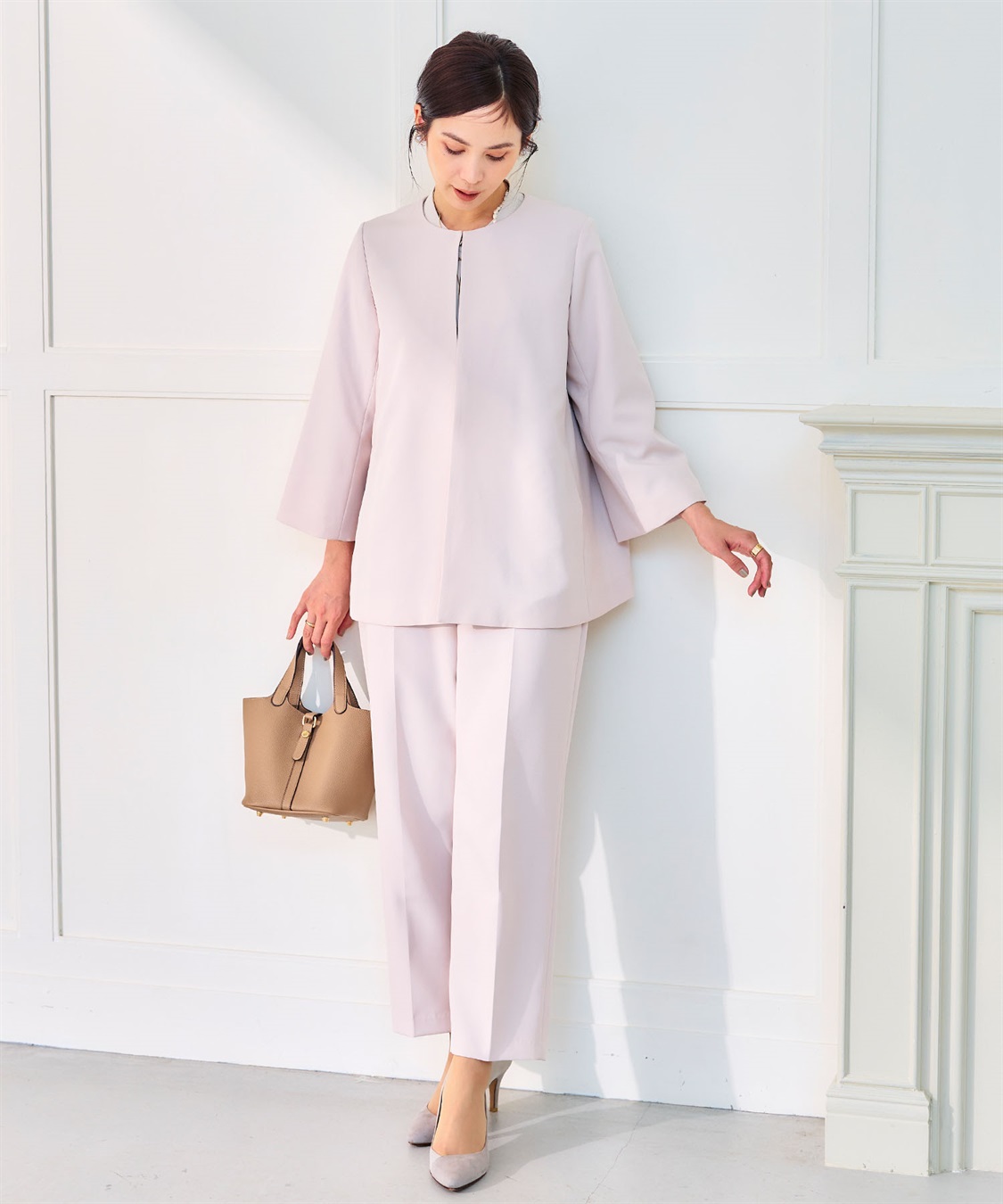 CROSS FUNCTION 《洗える・シワになりにくい》2点セット 正解 Aラインフレアジャケット&ワイドパンツ_sub_22