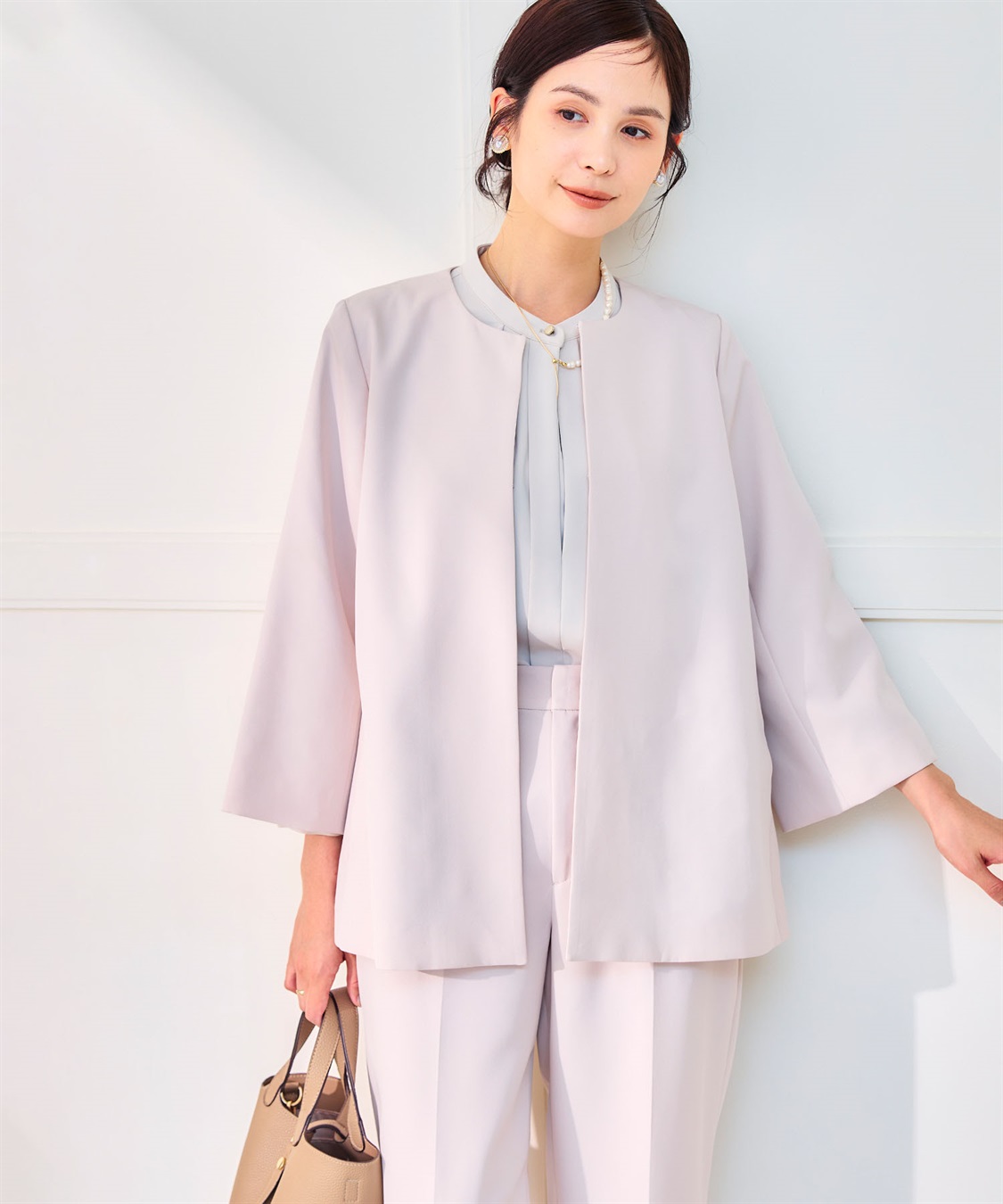 CROSS FUNCTION 《洗える・シワになりにくい》2点セット 正解 Aラインフレアジャケット&ワイドパンツ_sub_25