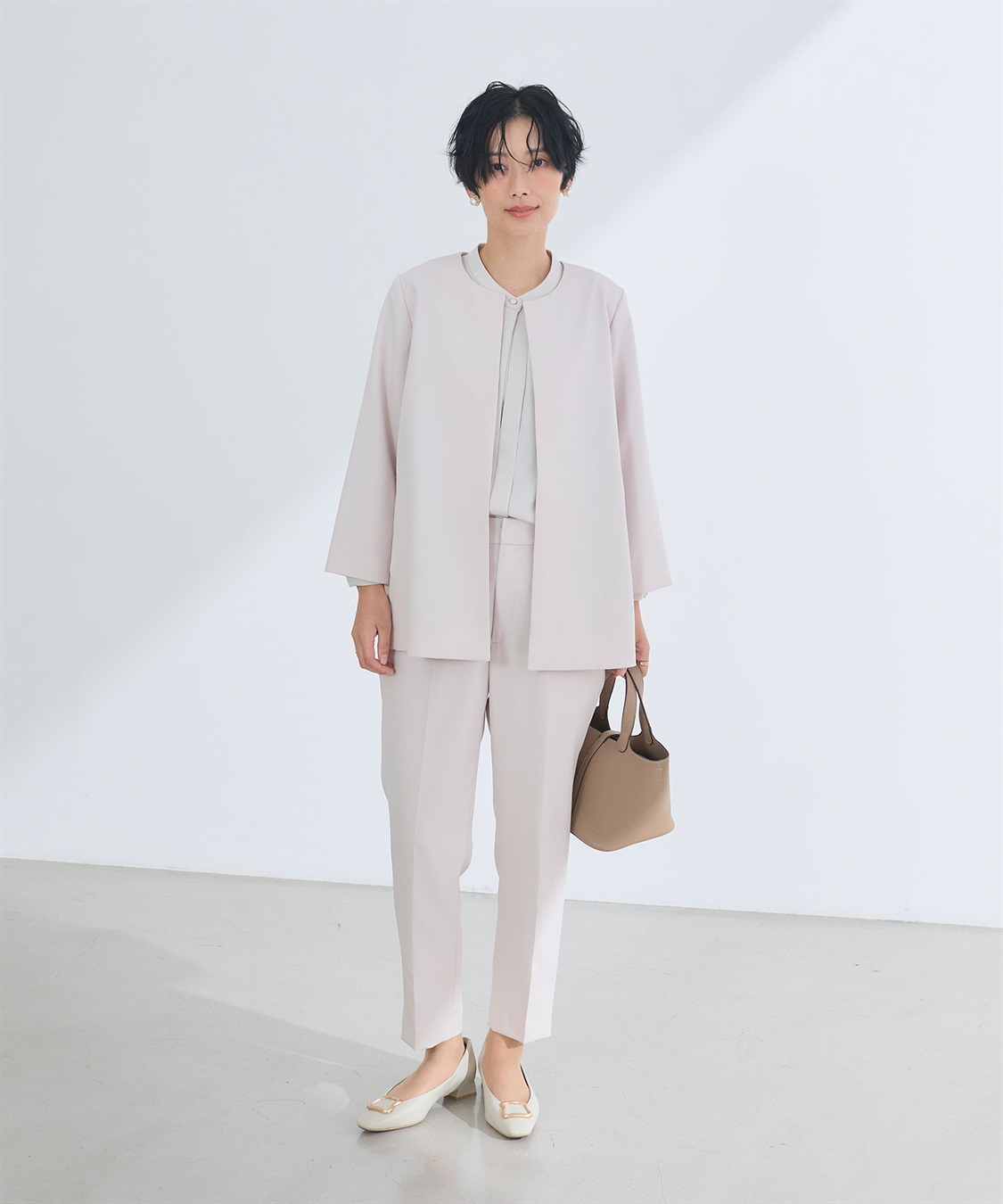 CROSS FUNCTION 《洗える・シワになりにくい》2点セット 正解 Aラインフレアジャケット&テーパードパンツ_sub_5