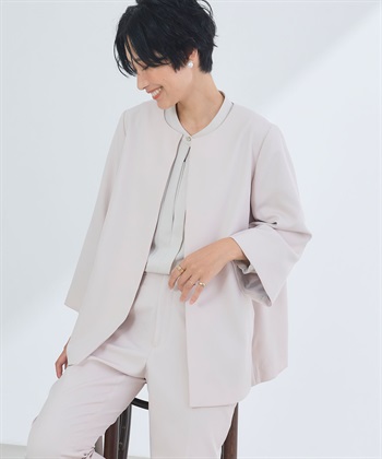 CROSS FUNCTION 《洗える・シワになりにくい》2点セット 正解 Aラインフレアジャケット&テーパードパンツ_subthumb_8