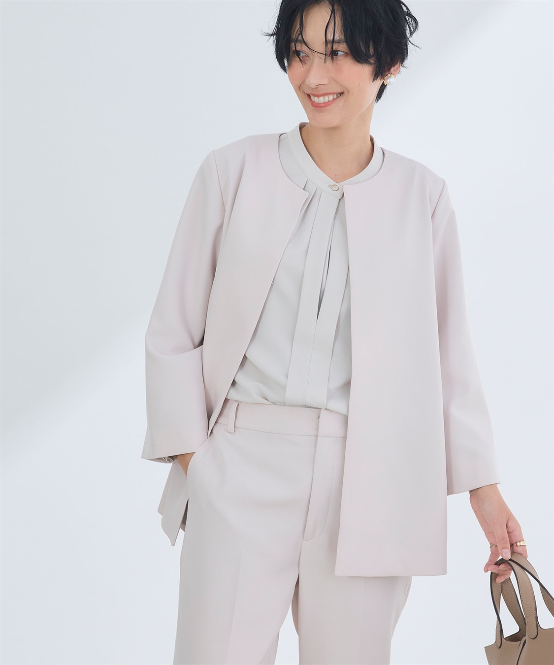 CROSS FUNCTION 《洗える・シワになりにくい》2点セット 正解 Aラインフレアジャケット&テーパードパンツ_sub_11