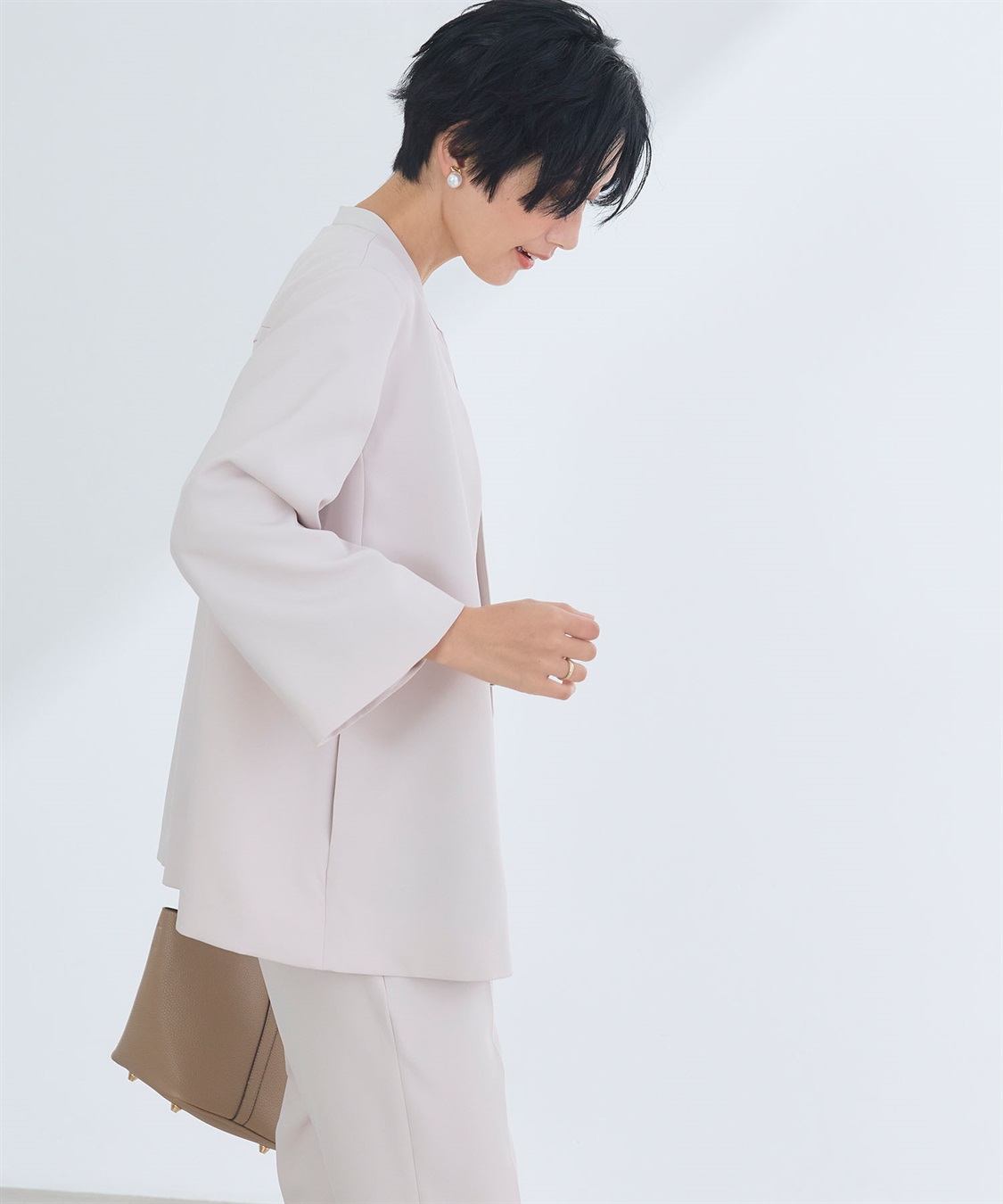 CROSS FUNCTION 《洗える・シワになりにくい》2点セット 正解 Aラインフレアジャケット&テーパードパンツ_sub_12