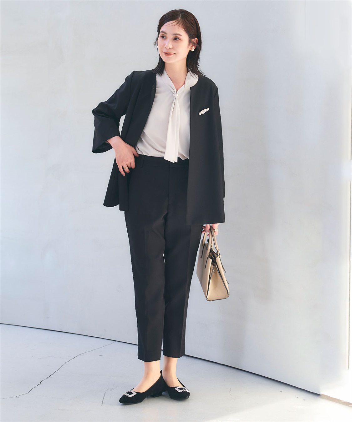 CROSS FUNCTION 《洗える・シワになりにくい》2点セット 正解 Aラインフレアジャケット&テーパードパンツ_sub_13