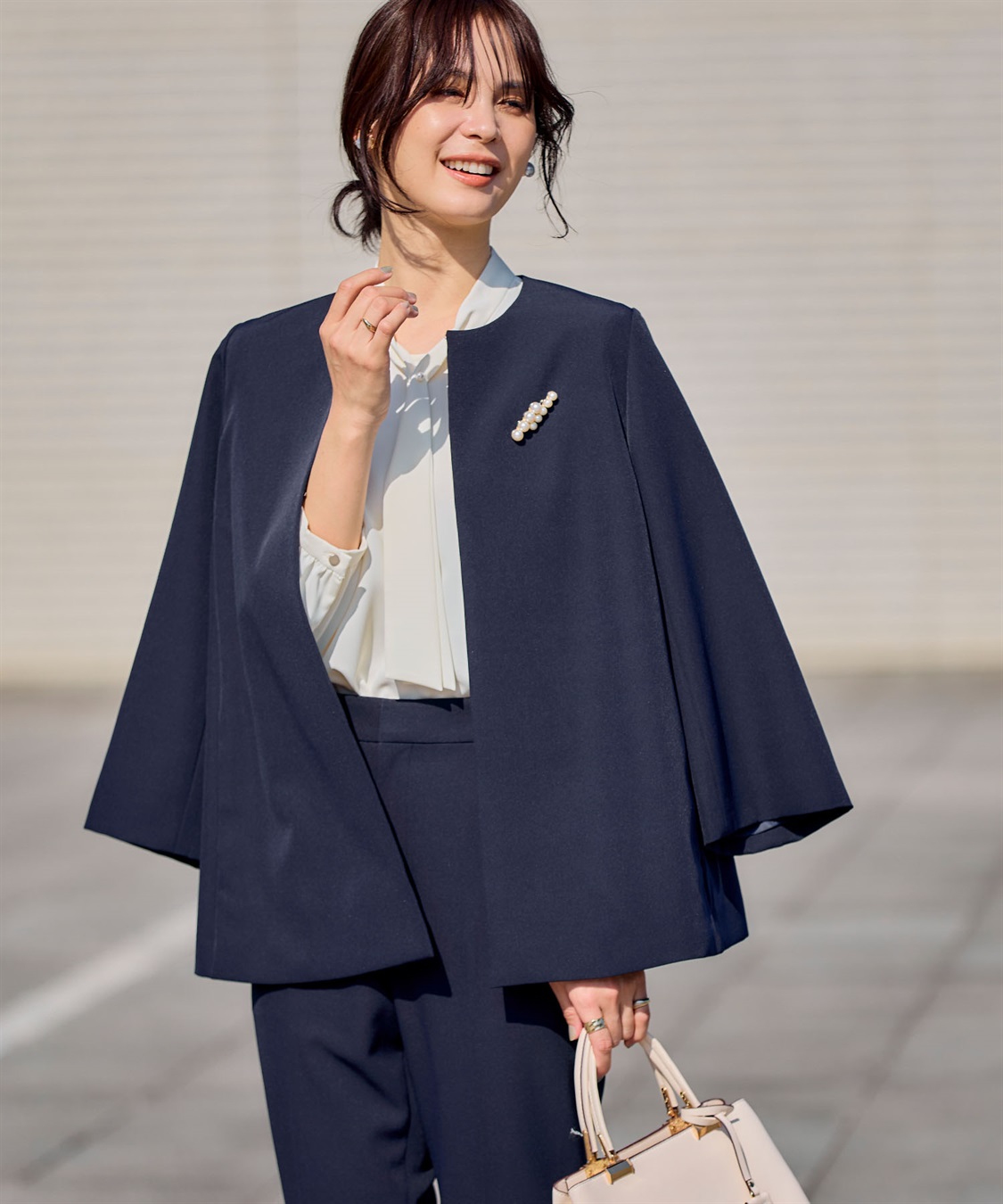 CROSS FUNCTION 《洗える・シワになりにくい》2点セット 正解 Aラインフレアジャケット&テーパードパンツ_sub_20