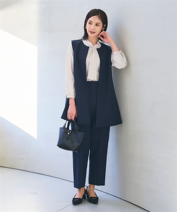 CROSS FUNCTION 《洗える・シワになりにくい》2点セット 正解 ロングジレ&ワイドパンツ_subthumb_1