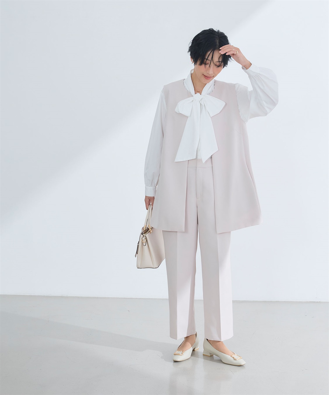 CROSS FUNCTION 《洗える・シワになりにくい》2点セット 正解 ロングジレ&ワイドパンツ_sub_2