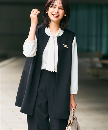 CROSS FUNCTION 《洗える・シワになりにくい》2点セット 正解 ロングジレ&ワイドパンツ_subthumb_4