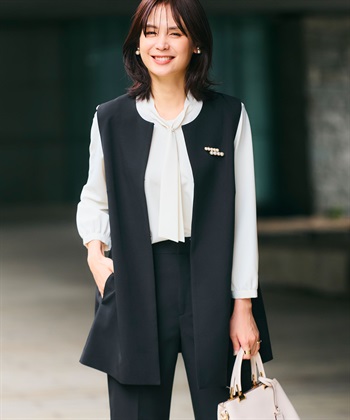 CROSS FUNCTION 《洗える・シワになりにくい》2点セット 正解 ロングジレ&ワイドパンツ_subthumb_6