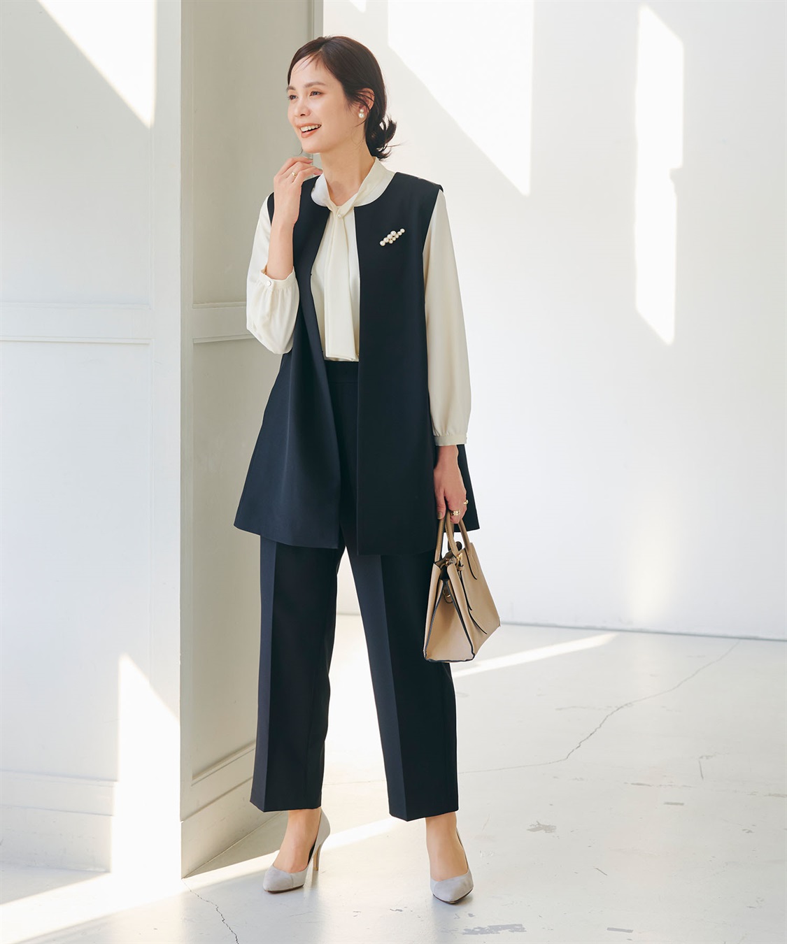 CROSS FUNCTION 《洗える・シワになりにくい》2点セット 正解 ロングジレ&ワイドパンツ_sub_8