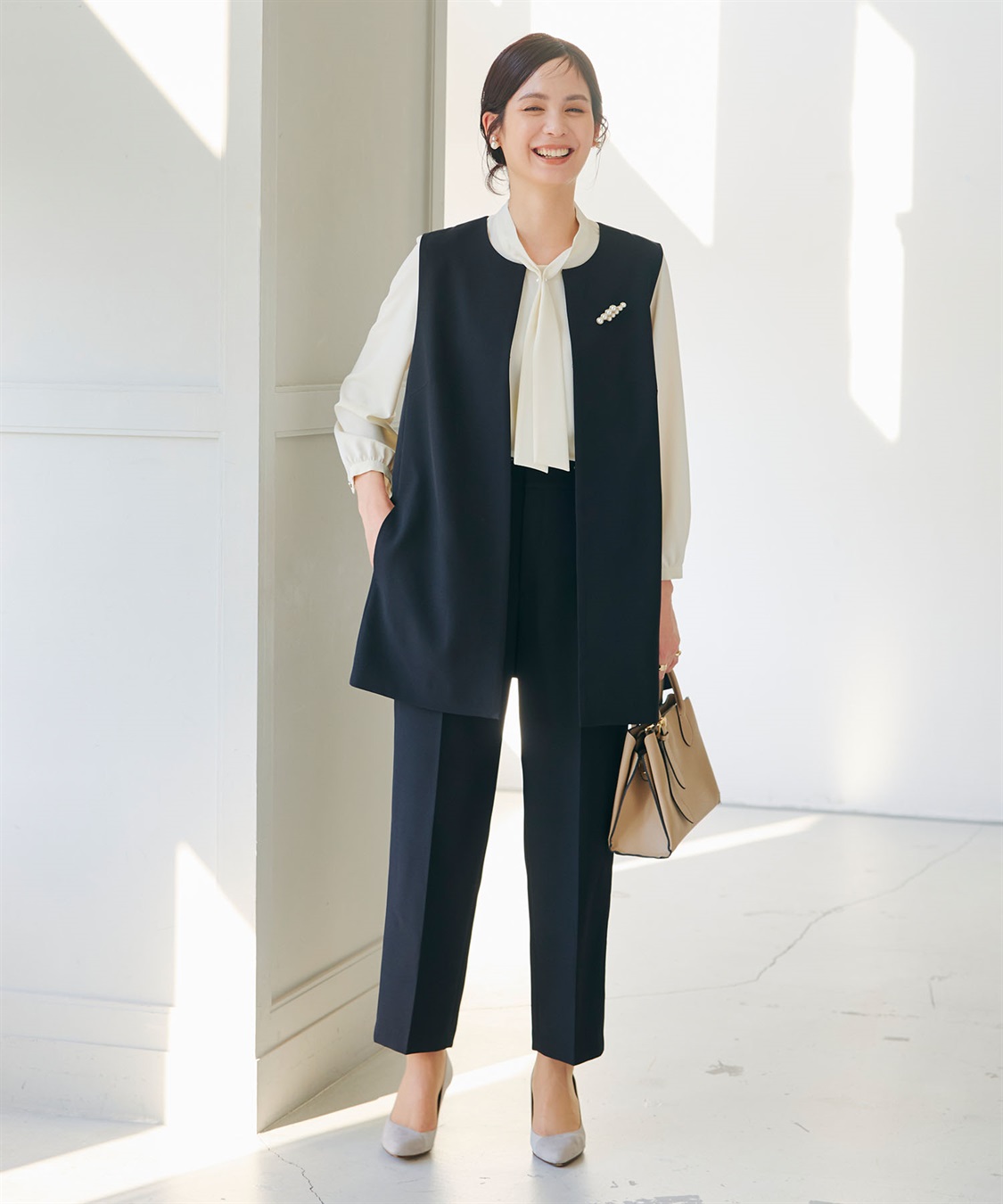 CROSS FUNCTION 《洗える・シワになりにくい》2点セット 正解 ロングジレ&ワイドパンツ_sub_10