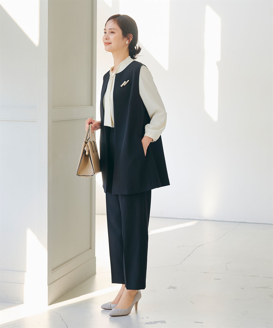 CROSS FUNCTION 《洗える・シワになりにくい》2点セット 正解 ロングジレ&ワイドパンツ_sub_11