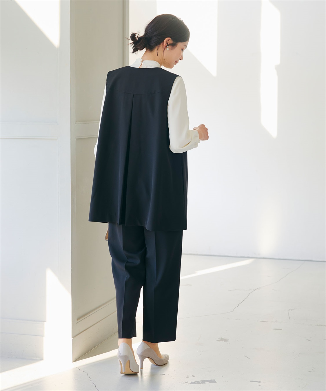 CROSS FUNCTION 《洗える・シワになりにくい》2点セット 正解 ロングジレ&ワイドパンツ_sub_12