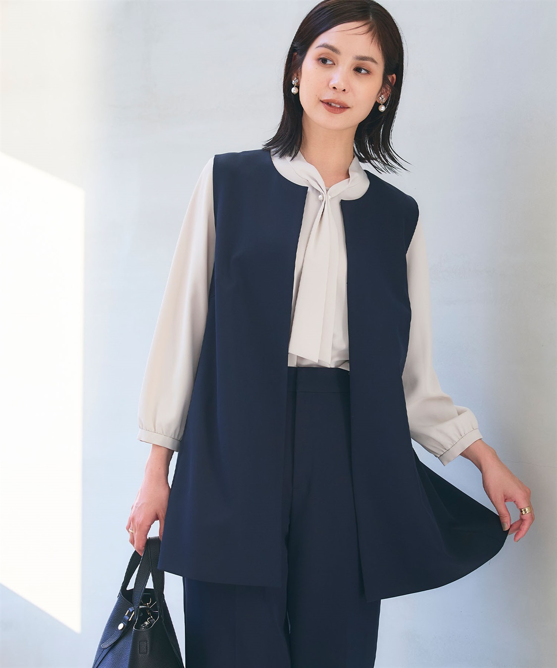 CROSS FUNCTION 《洗える・シワになりにくい》2点セット 正解 ロングジレ&ワイドパンツ_sub_18