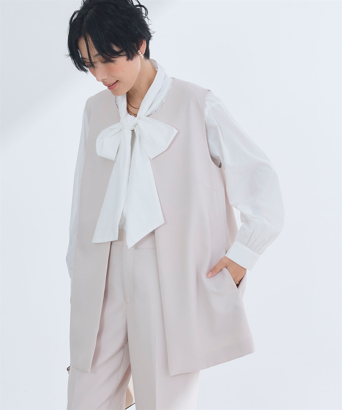 CROSS FUNCTION 《洗える・シワになりにくい》2点セット 正解 ロングジレ&ワイドパンツ_sub_23