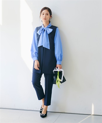 CROSS FUNCTION 《洗える・シワになりにくい》2点セット 正解 ロングジレ&テーパードパンツ_subthumb_3