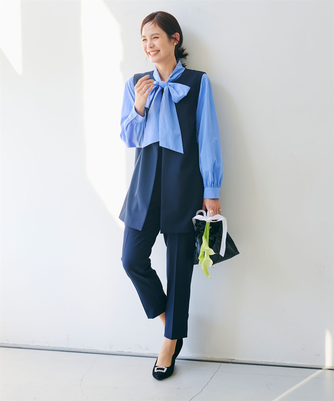 CROSS FUNCTION 《洗える・シワになりにくい》2点セット 正解 ロングジレ&テーパードパンツ_sub_4