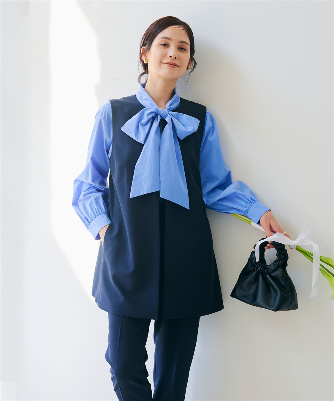 CROSS FUNCTION 《洗える・シワになりにくい》2点セット 正解 ロングジレ&テーパードパンツ_sub_9