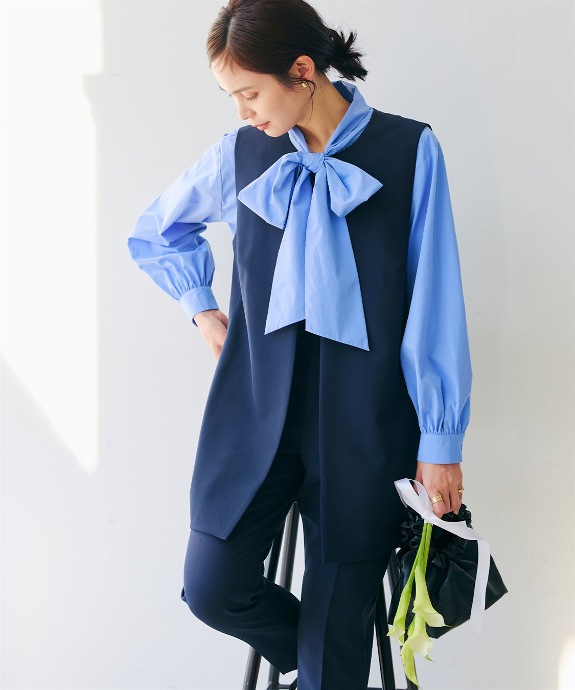 CROSS FUNCTION 《洗える・シワになりにくい》2点セット 正解 ロングジレ&テーパードパンツ_sub_11