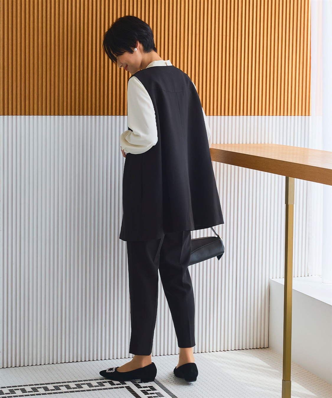 CROSS FUNCTION 《洗える・シワになりにくい》2点セット 正解 ロングジレ&テーパードパンツ_sub_18