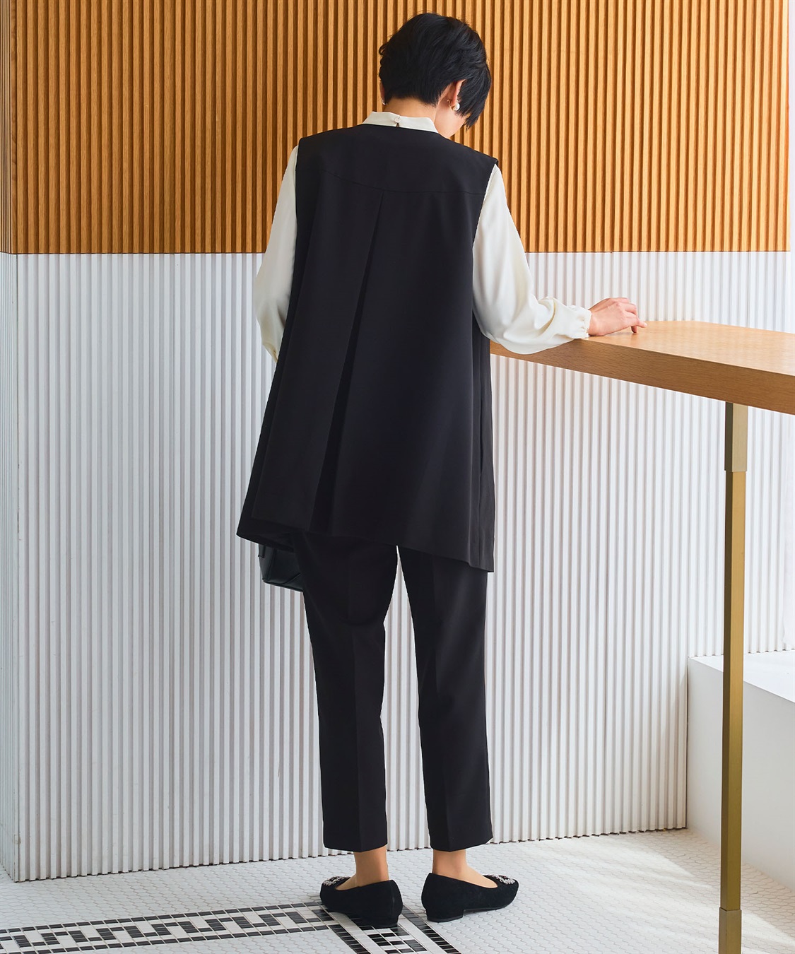 CROSS FUNCTION 《洗える・シワになりにくい》2点セット 正解 ロングジレ&テーパードパンツ_sub_19