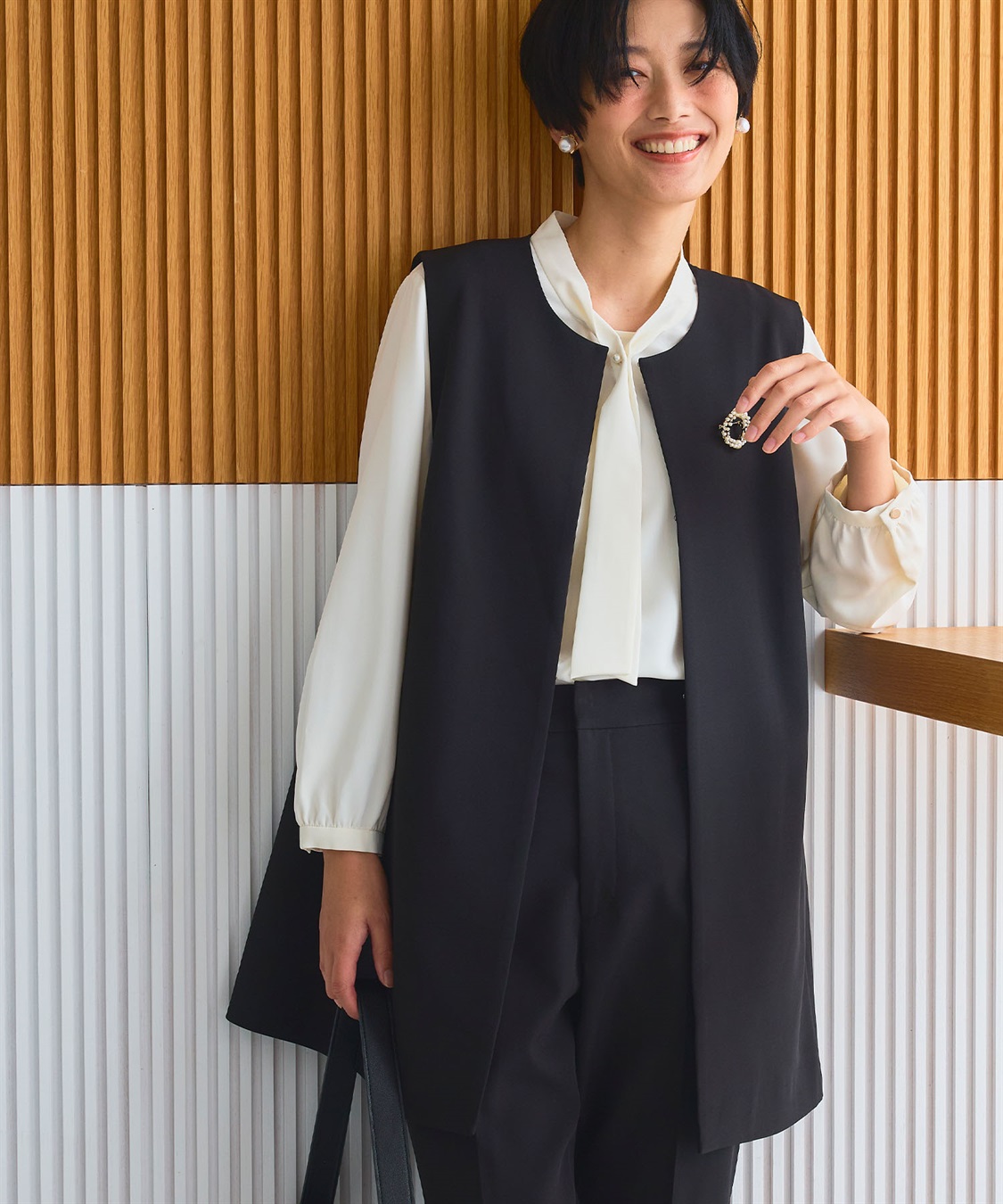 CROSS FUNCTION 《洗える・シワになりにくい》2点セット 正解 ロングジレ&テーパードパンツ_sub_20