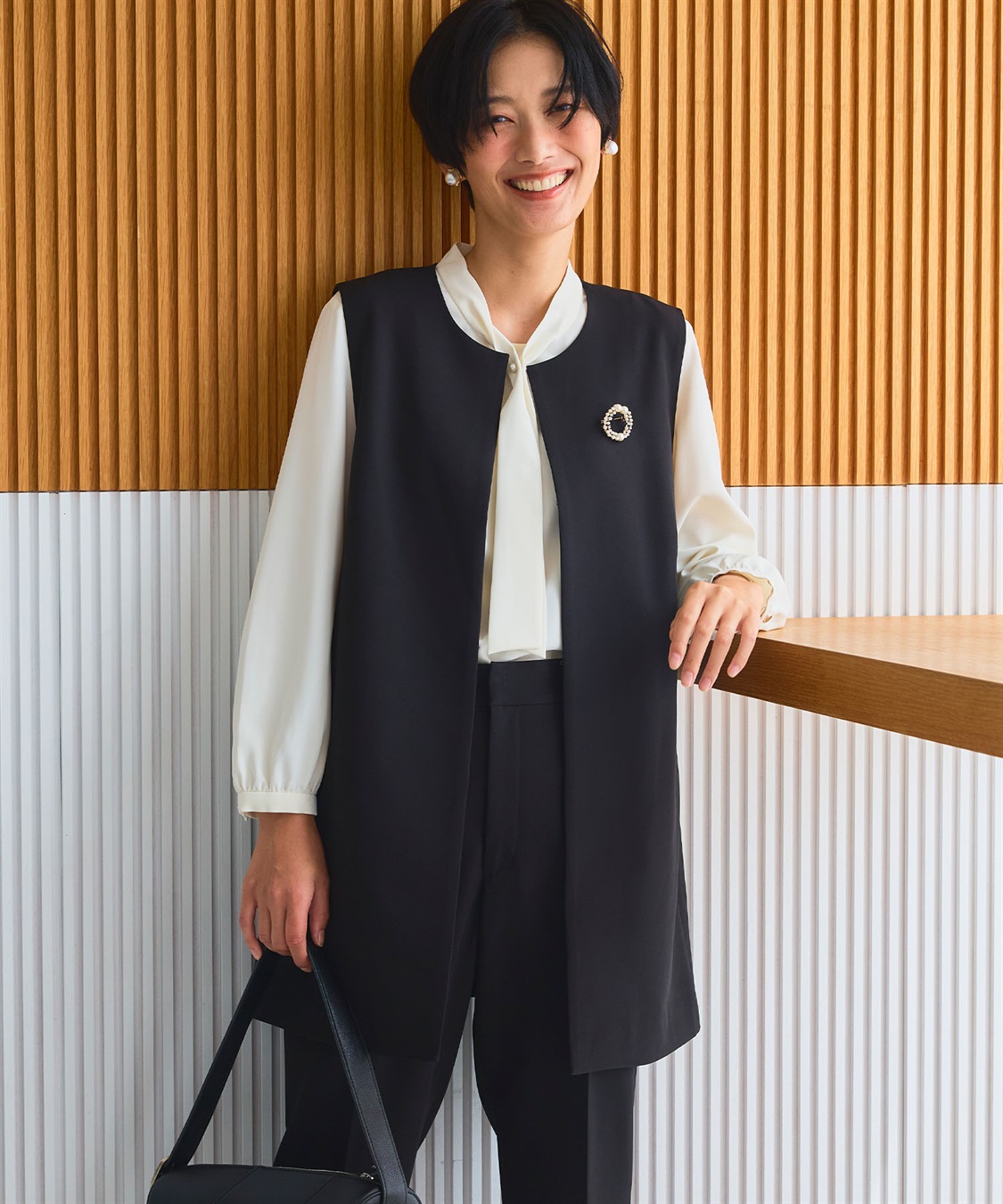 CROSS FUNCTION 《洗える・シワになりにくい》2点セット 正解 ロングジレ&テーパードパンツ_sub_21