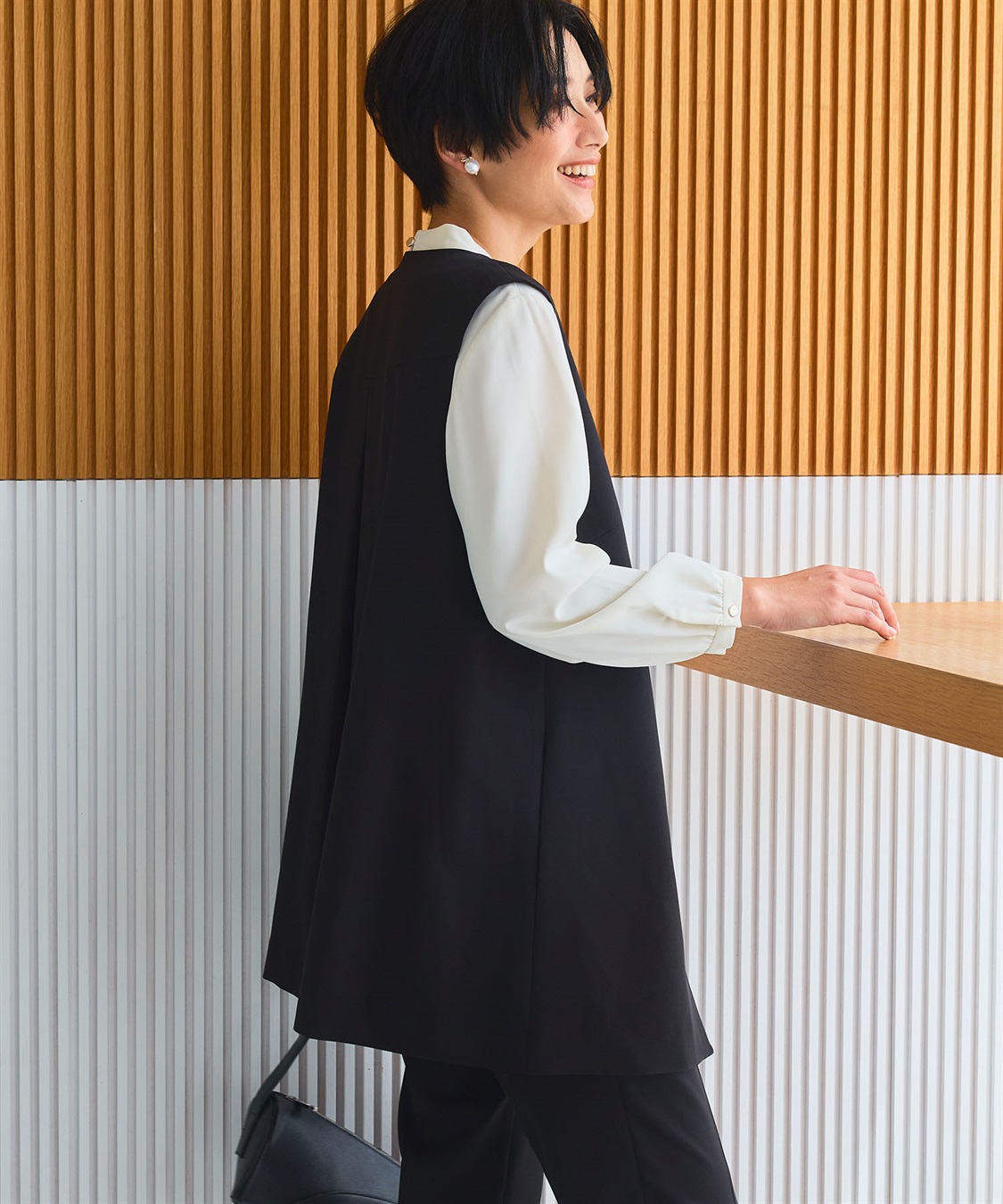 CROSS FUNCTION 《洗える・シワになりにくい》2点セット 正解 ロングジレ&テーパードパンツ_sub_22