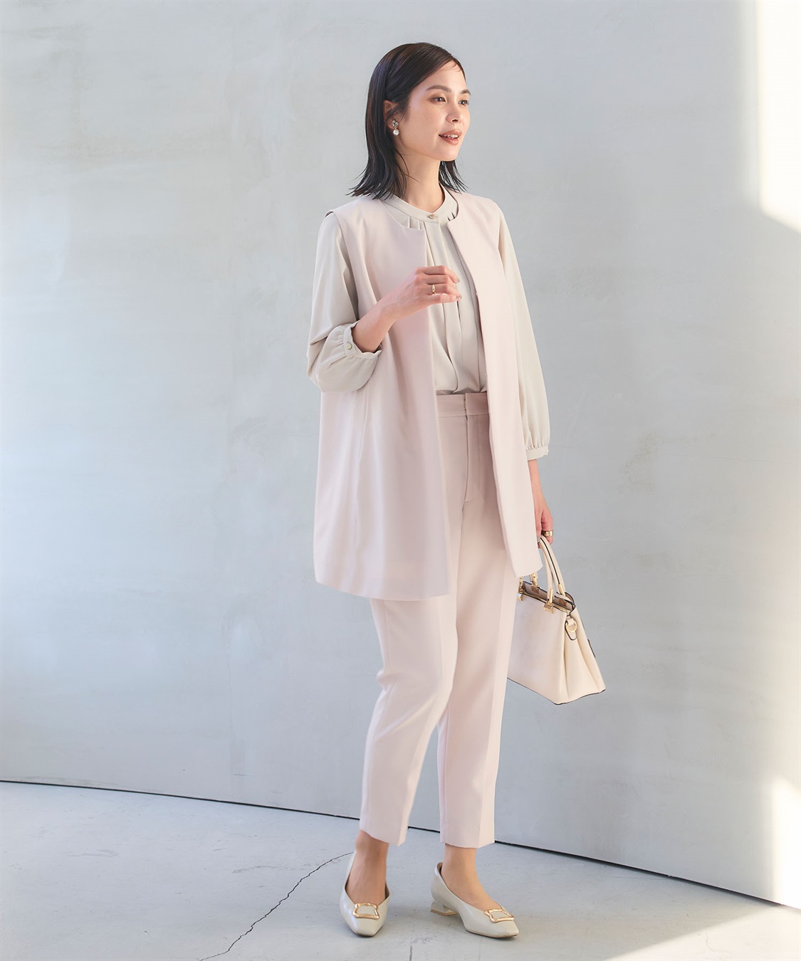 CROSS FUNCTION 《洗える・シワになりにくい》2点セット 正解 ロングジレ&テーパードパンツ_sub_25