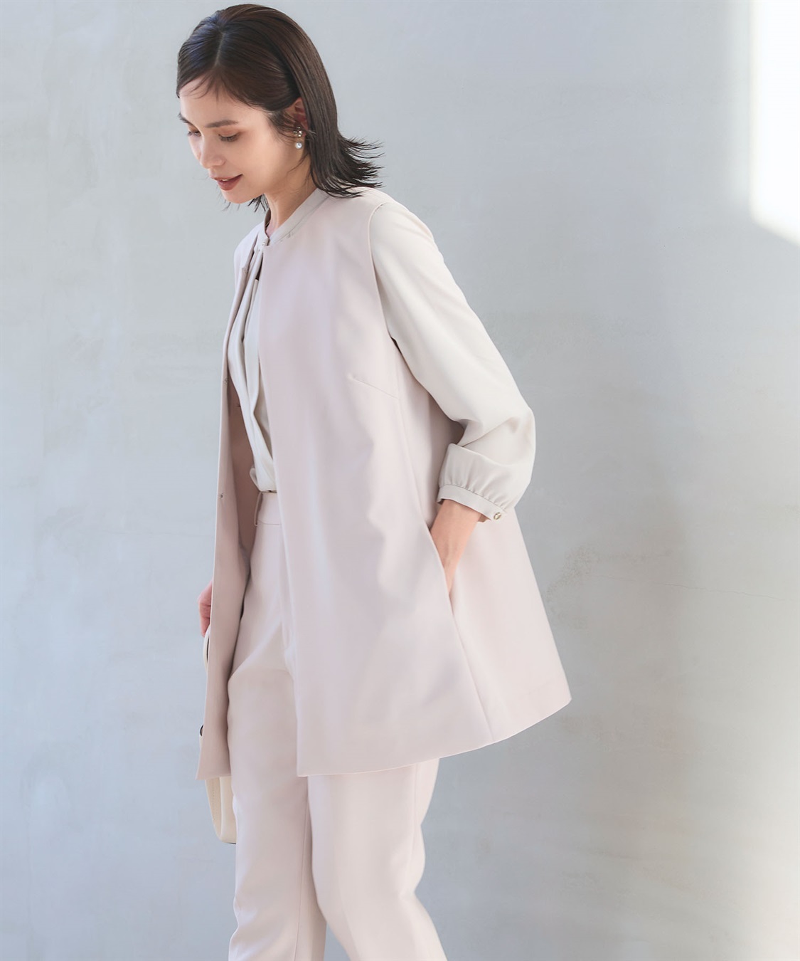 CROSS FUNCTION 《洗える・シワになりにくい》2点セット 正解 ロングジレ&テーパードパンツ_sub_29