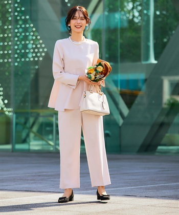 CROSS FUNCTION 《洗える・シワになりにくい》2点セット 正解 ペプラムブラウス&ワイドパンツ_subthumb_1