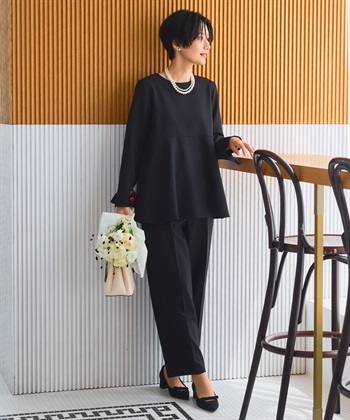 CROSS FUNCTION 《洗える・シワになりにくい》2点セット 正解 ペプラムブラウス&ワイドパンツ_subthumb_3