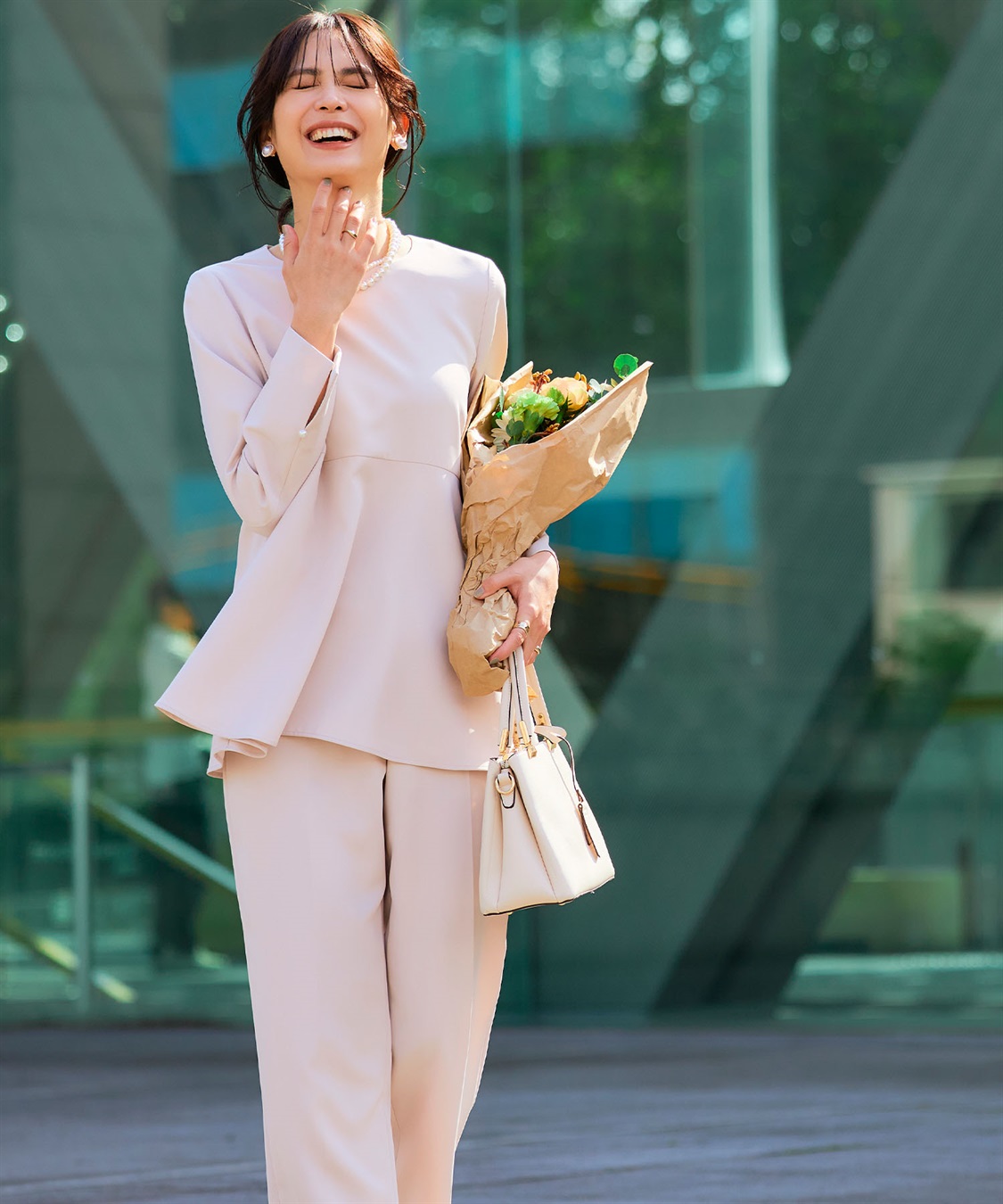 CROSS FUNCTION 《洗える・シワになりにくい》2点セット 正解 ペプラムブラウス&ワイドパンツ_sub_9