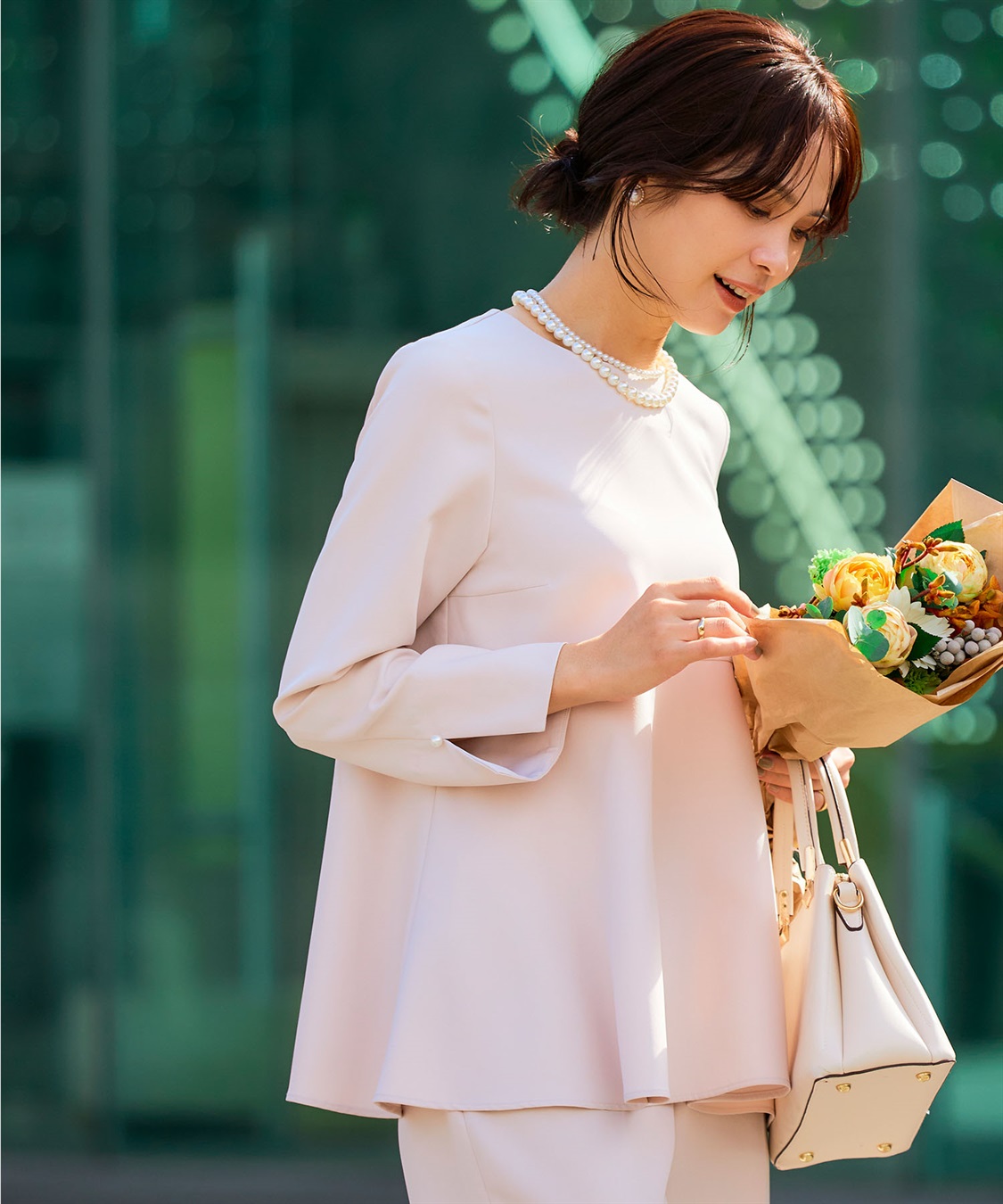 CROSS FUNCTION 《洗える・シワになりにくい》2点セット 正解 ペプラムブラウス&ワイドパンツ_sub_13